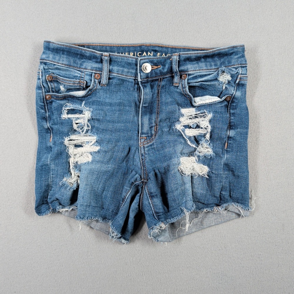 American‎ Eagle Outfitters Womens 4 Next Level Stretch Distressed Denim Shorts